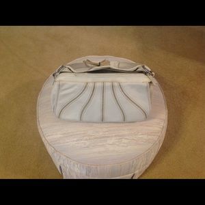 Handbag leather white should bag with tan trim